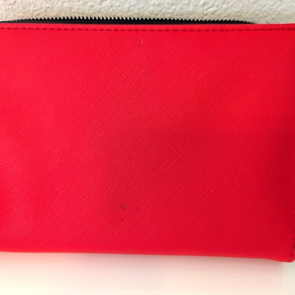 Steve Madden Red Zip Around Organizer Wallet Hand Purse Pocketbook Silver HW - Picture 3 of 7